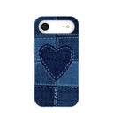 Coque iPhone Air en denim bleu poudre avec cœur