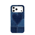 Coque cœur en denim bleu poudre pour iPhone 17 Pro Max