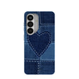 Coque Samsung Galaxy S26 en denim bleu poudré avec cœur