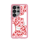 Coque transparente Dicey Cherries pour Samsung Galaxy S26 Ultra avec bordure rose pétale (chargement magnétique inclus)