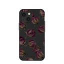 Coque iPhone 13 Mini à motif de boutons de roses séchés noirs