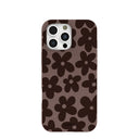 Coque iPhone 16 Pro Max à motif fleurs terreuses marron chocolat