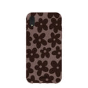 Coque iPhone XR à motif fleurs terreuses marron chocolat