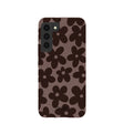 Coque Samsung Galaxy S22 motif fleurs terreuses marron chocolat