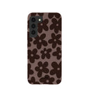 Coque Samsung Galaxy S22 motif fleurs terreuses marron chocolat