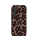 Coque Samsung Galaxy S24 à motif fleurs terreuses marron chocolat