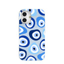 Coque iPhone 16 bleu poudre Evil Eye