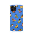 Coque iPhone 12 Pro Max à motif de grenouilles fantaisie bleu électrique