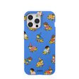 Coque iPhone 15 Pro Max à motif de grenouilles fantaisie bleu électrique
