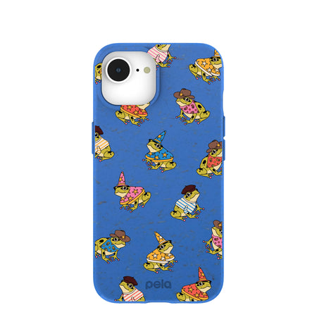 Electric Blue Fancy Frogs iPhone 16e/17e Case – Pela Case