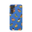Coque Samsung Galaxy S24+(Plus) à motif de grenouilles fantaisie bleu électrique
