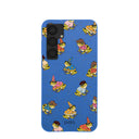 Coque Samsung Galaxy S25+(Plus) à motif de grenouilles fantaisie bleu électrique