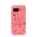 Coque Google Pixel 9a rose bonbon, motif forêt festive