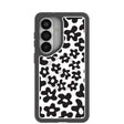 Coque transparente à motif floral pour Samsung Galaxy S26 avec bordure noire (chargeur magnétique inclus)