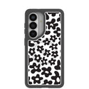 Coque transparente à motif floral pour Samsung Galaxy S26 avec bordure noire (chargeur magnétique inclus)