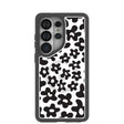 Coque transparente à motif floral pour Samsung Galaxy S26 Ultra avec bordure noire (chargeur magnétique inclus)