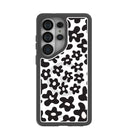 Coque transparente à motif floral pour Samsung Galaxy S26 Ultra avec bordure noire (chargeur magnétique inclus)