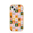 Coque iPhone 15 à carreaux de fleurs de miel