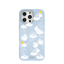 Coque pour iPhone 16 Pro Max à motif fleurs duveteuses bleu poudre
