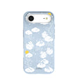 Coque iPhone Air à fleurs duveteuses bleu poudre