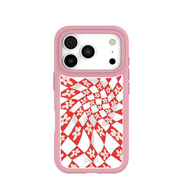 Clear Funky Fleurs iPhone 17 Pro Case With Petal Pink Ridge