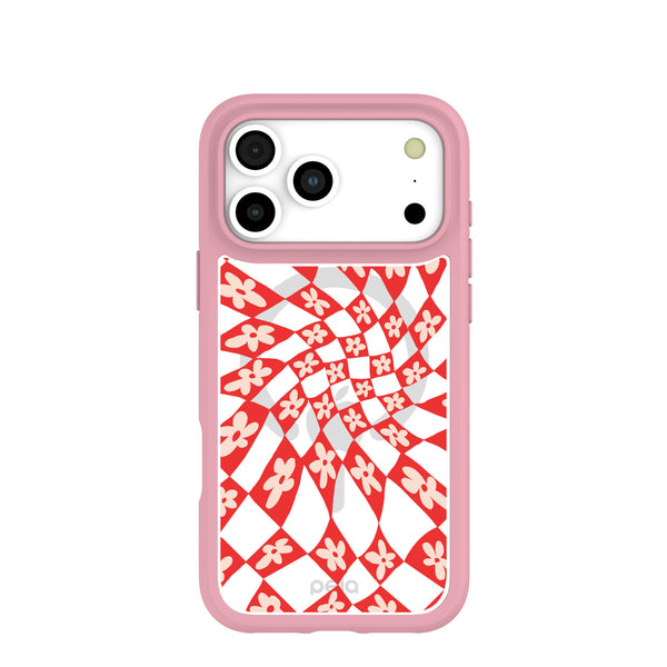 Clear Funky Fleurs iPhone 17 Pro Max Case With Petal Pink Ridge