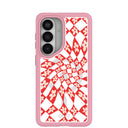 Coque transparente Funky Fleurs pour Samsung Galaxy S26 avec bordure rose pétale (chargement magnétique inclus)
