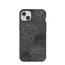 Coque iPhone 14 Plus à motifs de gardénias noirs