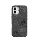 Coque iPhone 16 à motifs de gardénias noirs