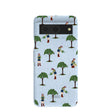 Coque Google Pixel 8 bleu poudré avec motif jardinière