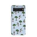 Coque Google Pixel 8 bleu poudré avec motif jardinière