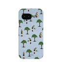 Coque Google Pixel 9a bleu poudré avec motif jardinière