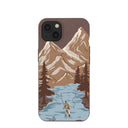 Coque iPhone 13 « Gone Fishing » marron chocolat