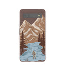 Coque Google Pixel 6a marron chocolat à motif « Gone Fishing »