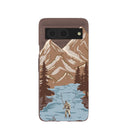 Coque Google Pixel 8 marron chocolat à motif « Gone Fishing »