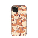 Coque iPhone 13 motif hamsters joyeux marron chocolat