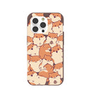Coque iPhone 14 Pro motif hamsters joyeux marron chocolat