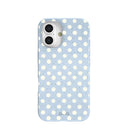 Coque iPhone 16 à pois bleu poudre indigo