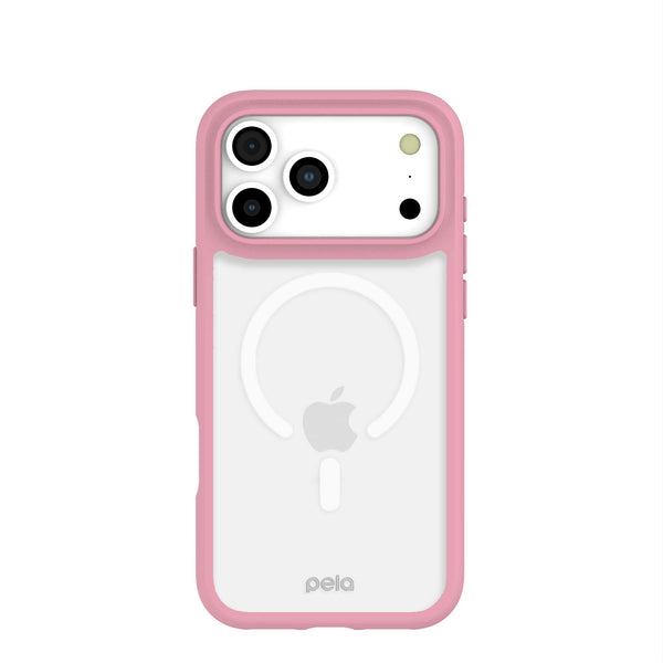 Clear iPhone 17 Pro Max Case with Petal Pink Ridge (MagSafe