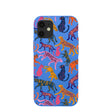 Coque pour iPhone 12 Mini Motif Chat de la Jungle Bleu Électrique