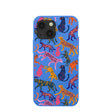 Coque pour iPhone 13 Mini Motif Chat de la Jungle Bleu Électrique