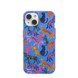 Coque iPhone 14 Chat de la jungle bleu électrique