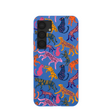 Electric Blue Jungle Cat Samsung Galaxy S25 Case