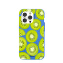 Coque pour iPhone 14 Pro à motif tranches de kiwi bleu électrique