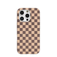 Coque pour iPhone 16 Pro à carreaux chocolat et latte