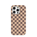 Coque pour iPhone 16 Pro à carreaux chocolat et latte