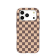 Coque pour iPhone 17 Pro à carreaux chocolat et latte