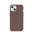 Coque pour iPhone 14 à motif de feuilles marron chocolat