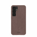 Coque Samsung Galaxy S25 à motif feuilles marron chocolat
