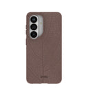 Coque Samsung Galaxy S26 à nervures de feuille marron chocolat